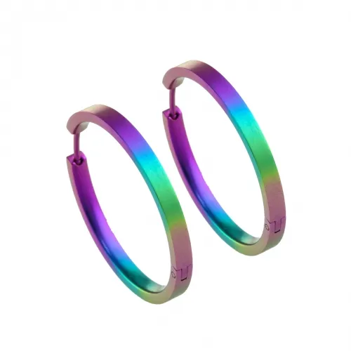 Large Full Rainbow Hoop Earrings